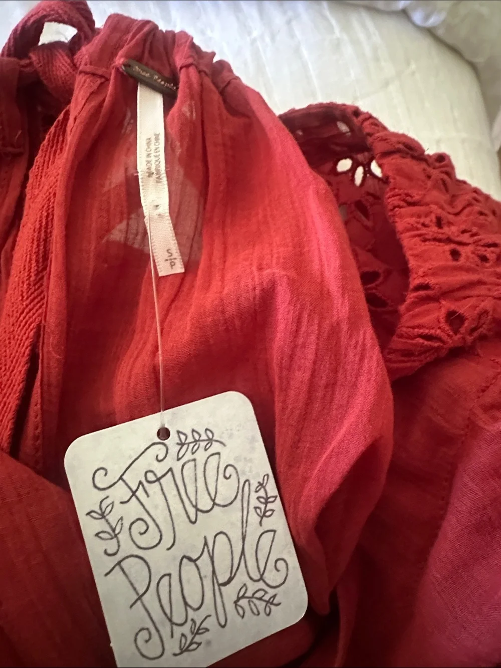 Free People darling Rust Red Eyelet Crop Top & Wrap Maxi Skirt Set